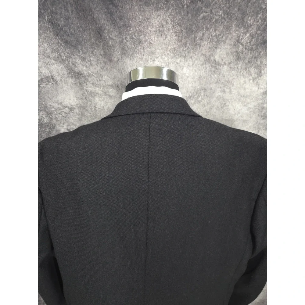 Joseph & Feiss Blazer Jacket Mens 46 L Gray Lambswool Sports Coat Herringbone